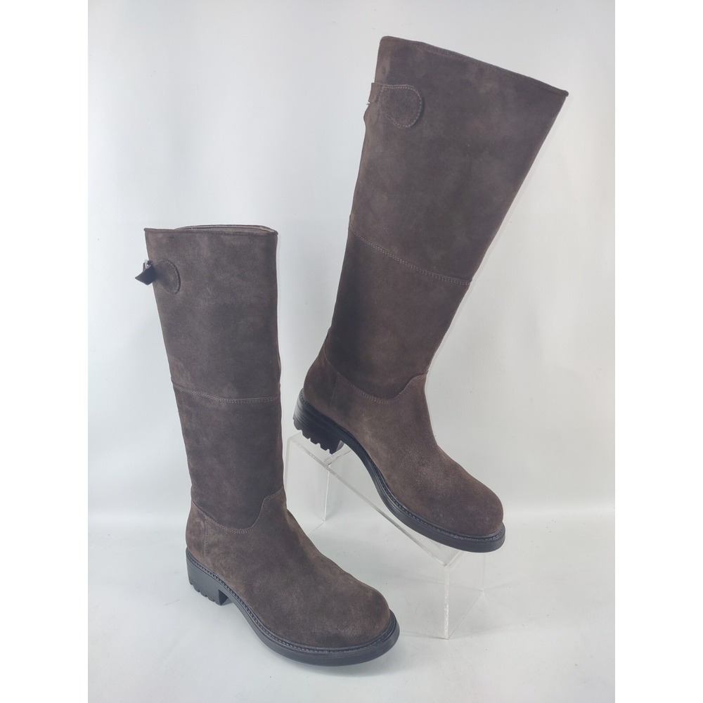Boemos Size 39 EU‎ 9 US Brown Leather Tall Riding Boots Lug Sole Handmade Italy